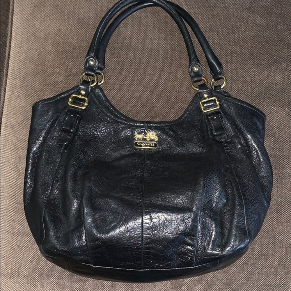 COACH Black MADISON Leather Hobo Bag